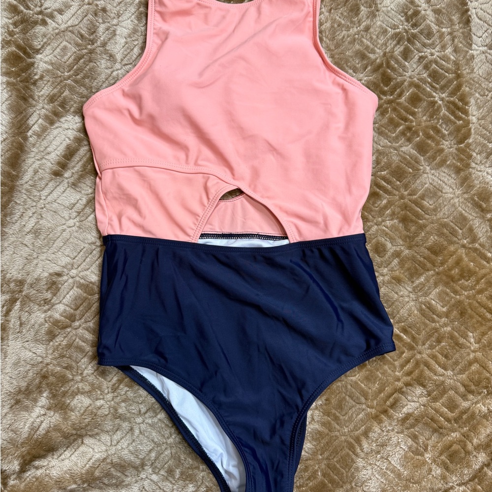 Cupshe Coral and White Swimsuit